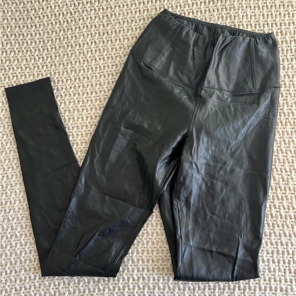 Aritzia Black Faux Leather Leggings with High Waist